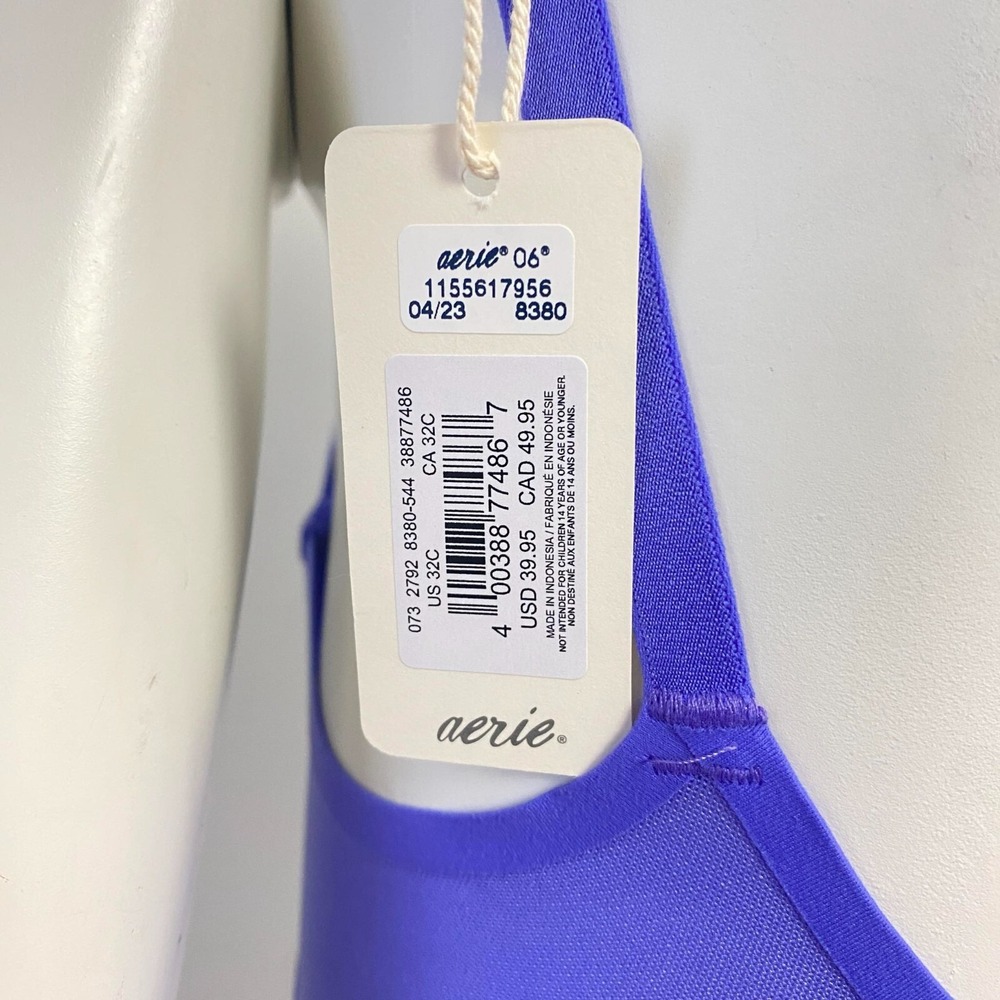 Aerie Smoothez Microfiber Unlined Balconette Bra Purple 32C Underwire NWT - Picture 5 of 5